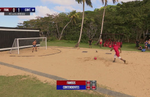 The blue team wins the mini game